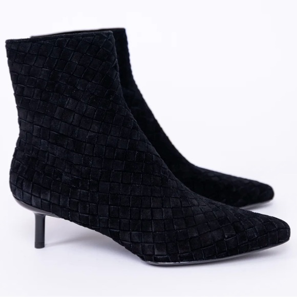NWT RAG & BONE Booties Rio Woven Boots Suede Leather Kitten Heel NEW NWOB Black - Picture 5 of 6
